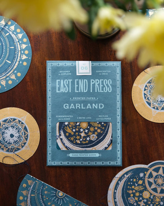 Celestial Sewn Garland - Screen Printed by Hand