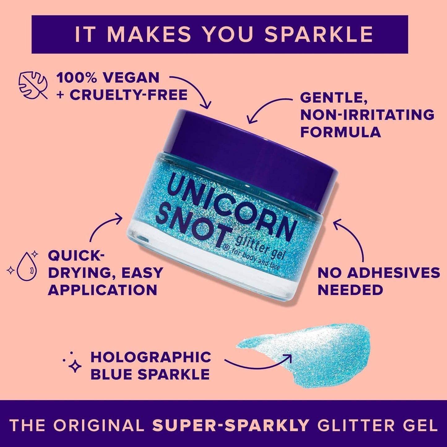 Original Glitter Gel | Sky-Blue | Body Glitter | Shimmer - Unicorn Snot