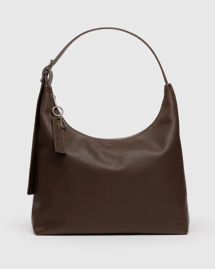 Recycled Leather Shoulder Bag Brown - Baggu