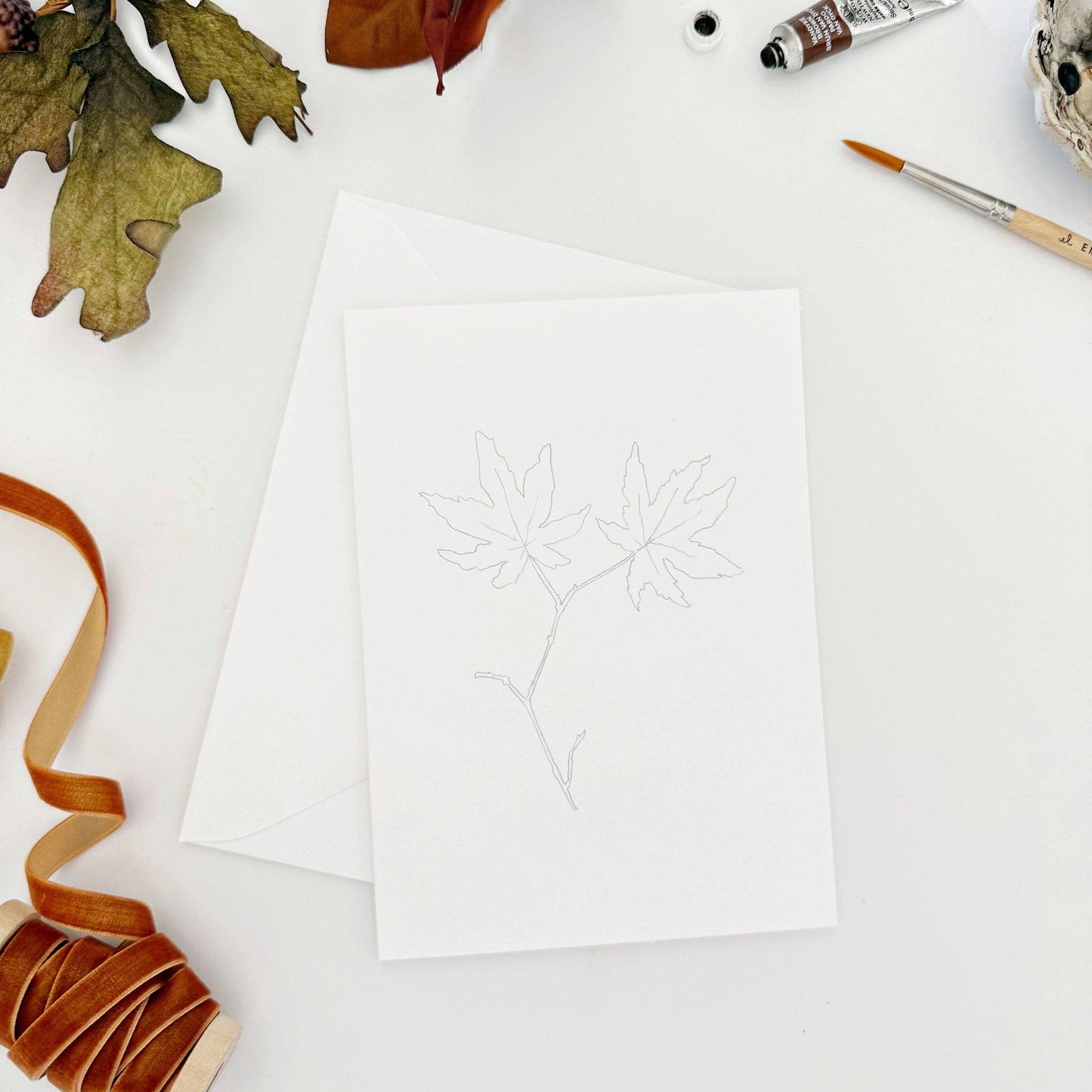 Fall Leaves Paintable Notecards - emily lex studio