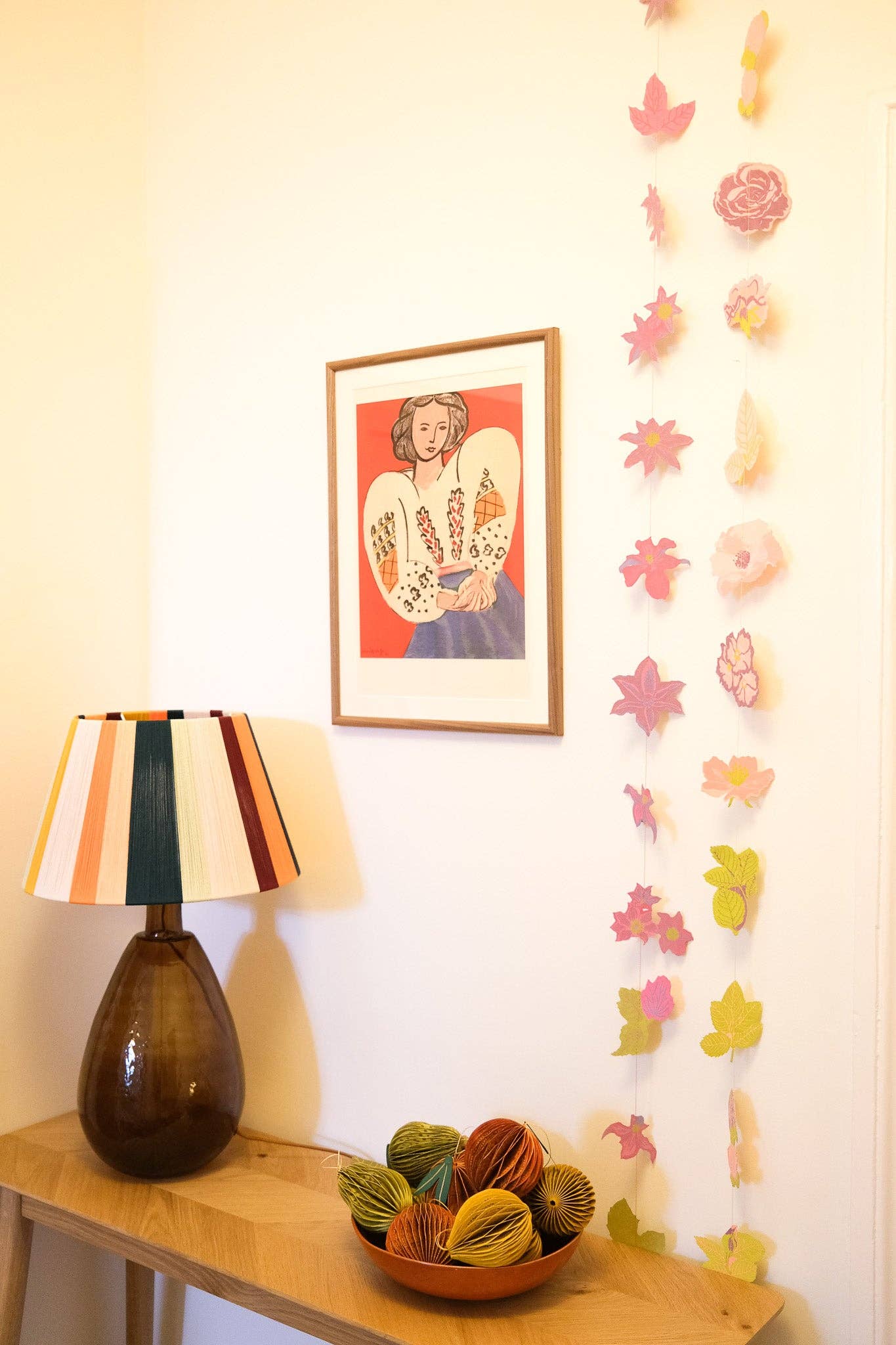 Rose Vertical Wall Hanging - Screen Printed by Hand