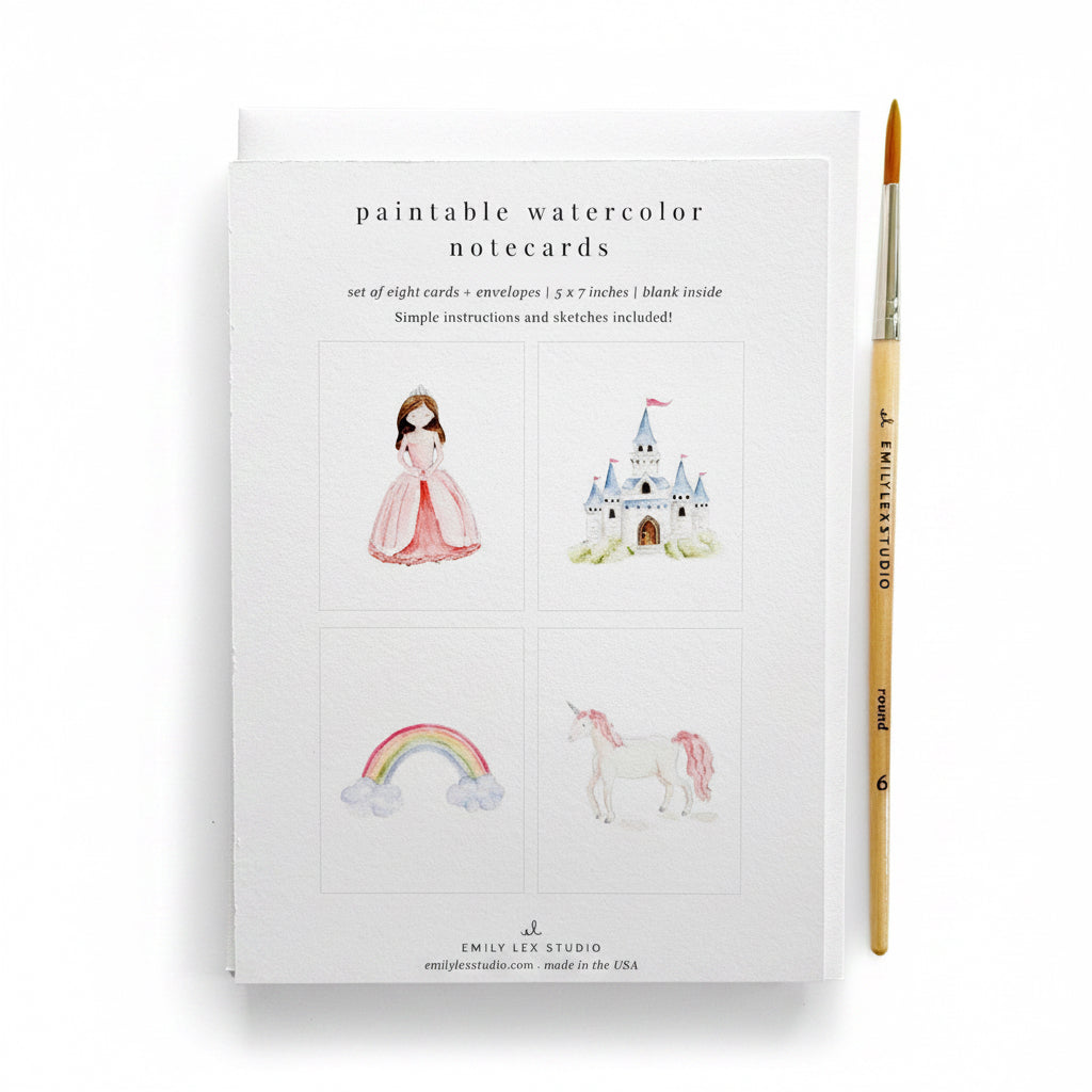Fairytale Paintable Watercolor Notecard Set - emily lex studio