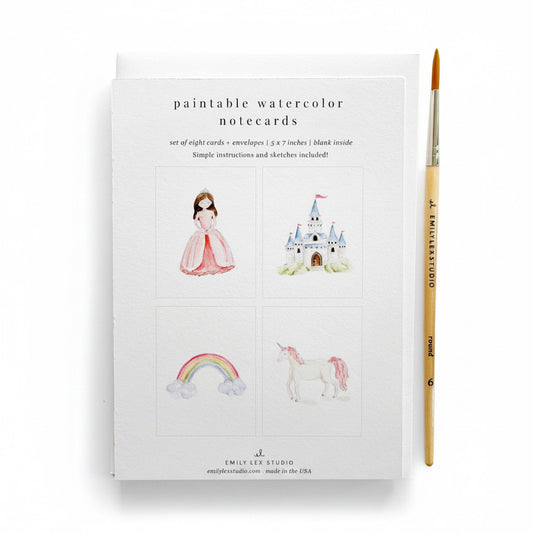 Fairytale Paintable Watercolor Notecard Set - emily lex studio