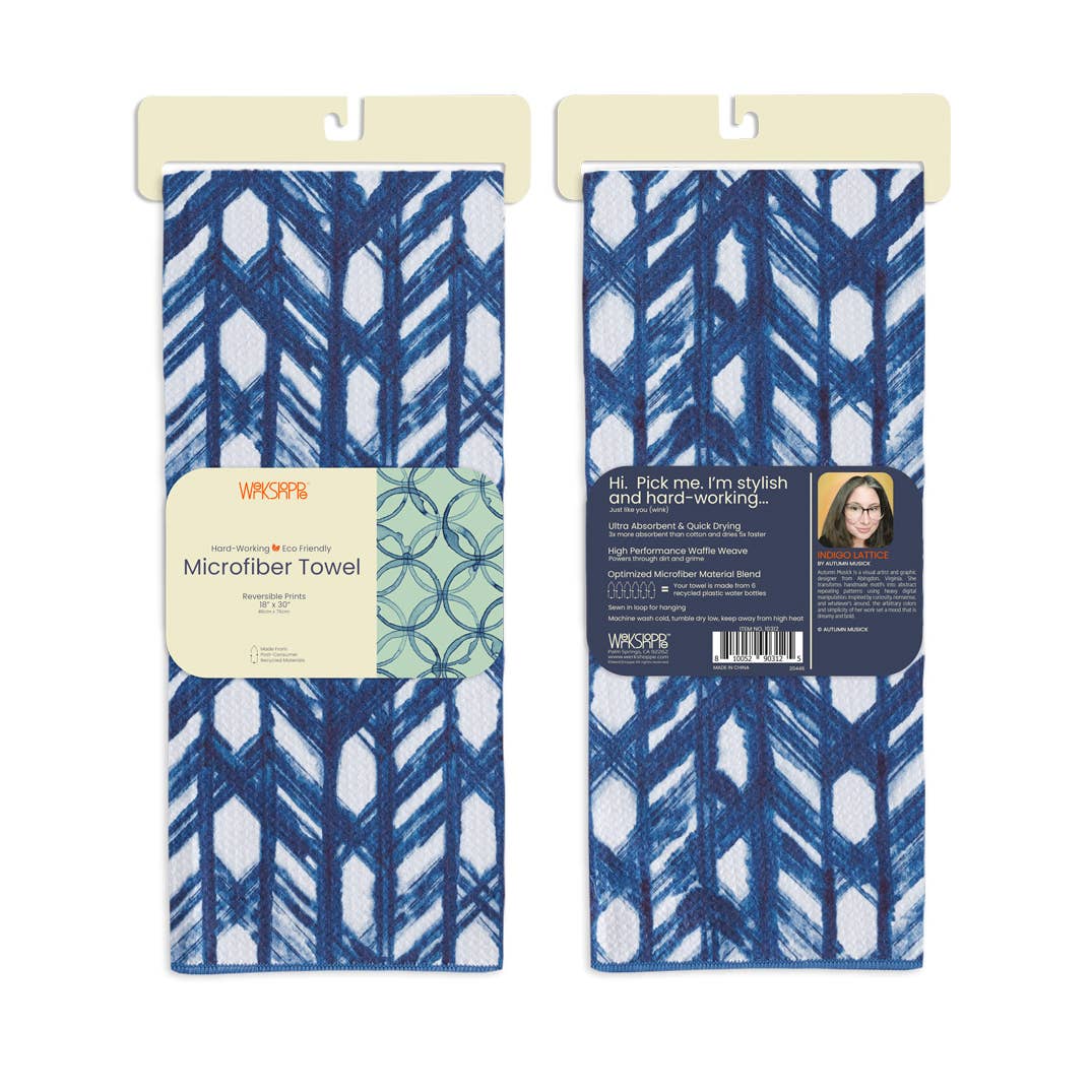 Indigo Lattice | Microfiber Kitchen Dish Towel