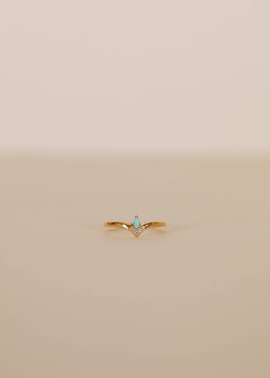 Gold Rings - Floating Gemstone - Turquoise & CZ