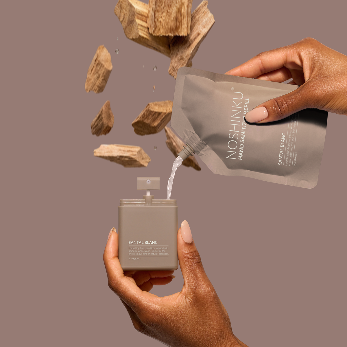 Refillable Santal Blanc Hydrating Pocket Hand Sanitizer - Noshinku