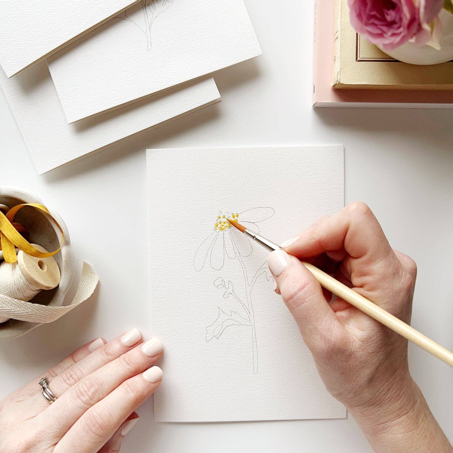 Garden Flowers Paintable Notecards - emily lex studio