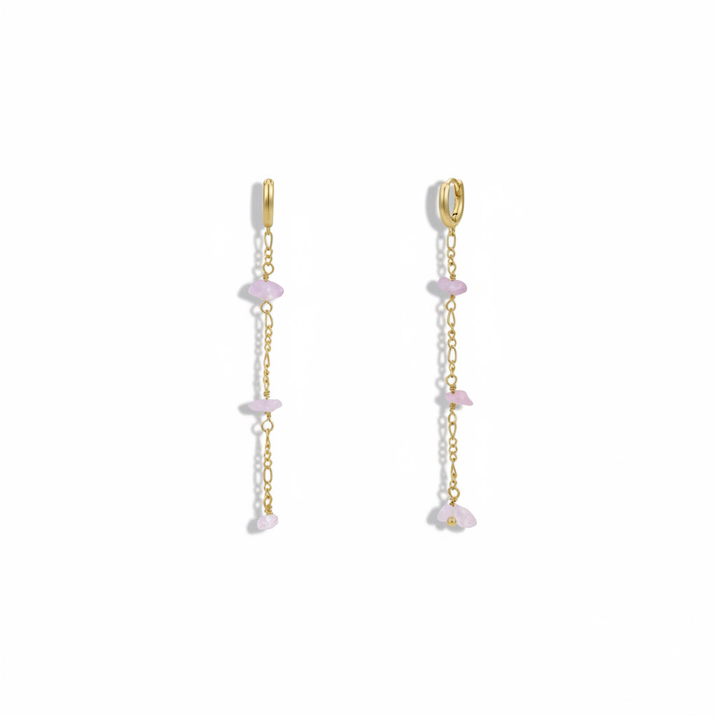 Lilac Quartz Chain Drop Earrings - JaxKelly