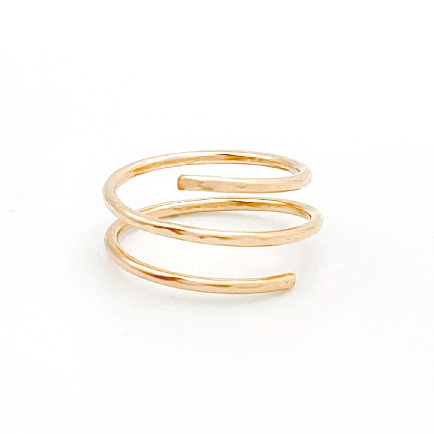 Hammered Wrap Ring - Waterproof, Hypoallergenic, Minimalist Sterling Silver or 14k Gold Fill