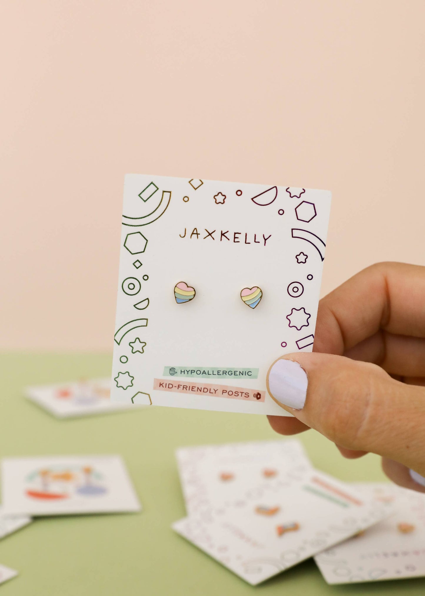 Heart Enamel Flat Back Kids Earrings - JaxKelly