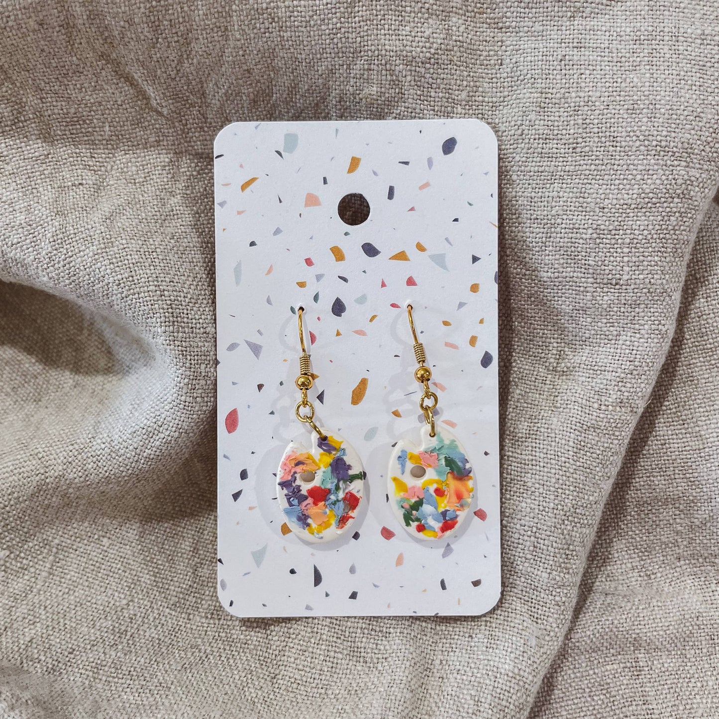Artist Messy Paint Palette Polymer Clay Earrings