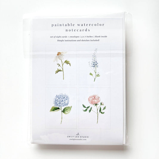 Garden Flowers Paintable Notecards - emily lex studio