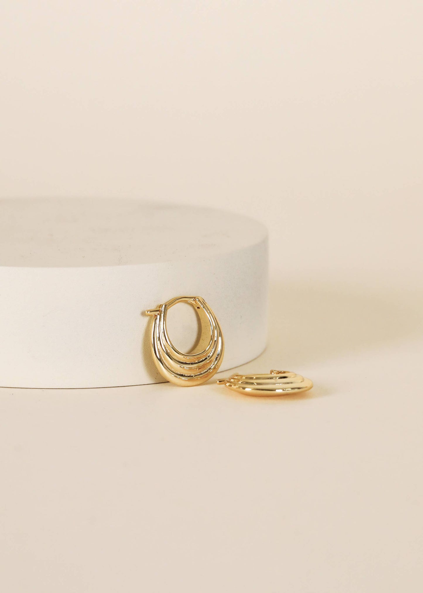 Gold Hoop - Triple Arch - Earrings