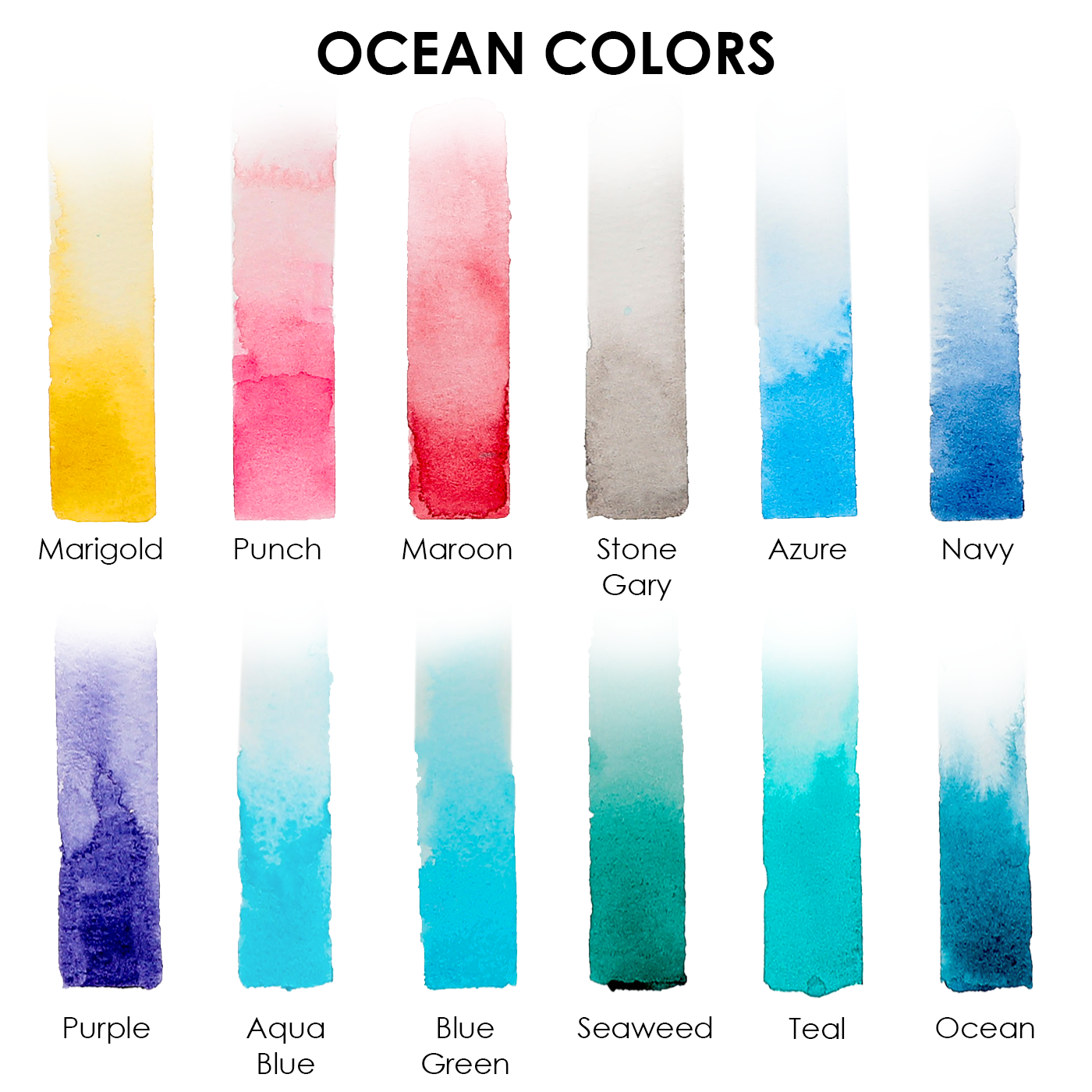 Watercolor Pocket Set Of 12 With Brush - Ocean Colors - Grabie