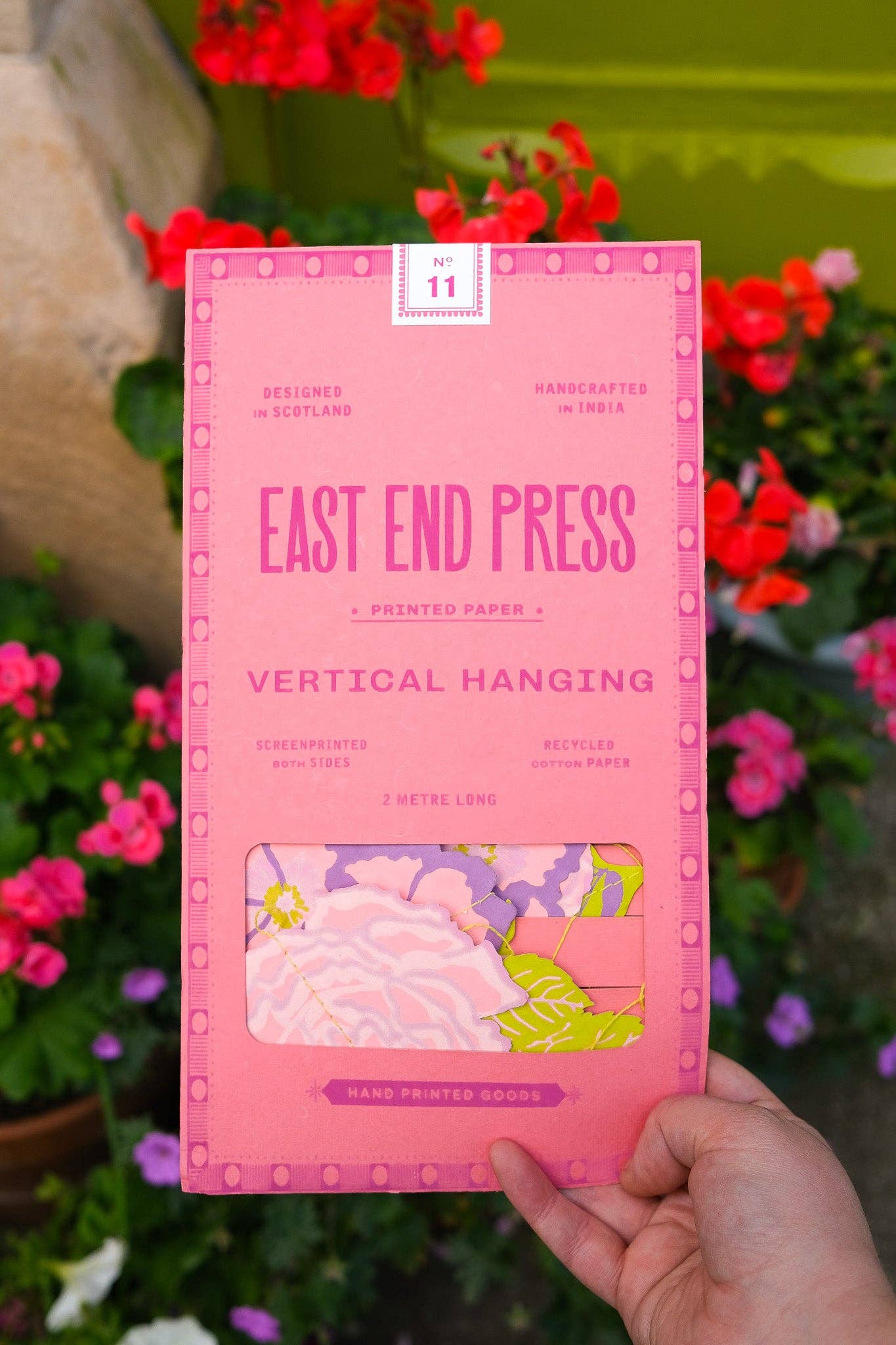 Rose Vertical Wall Hanging - Screen Printed by Hand
