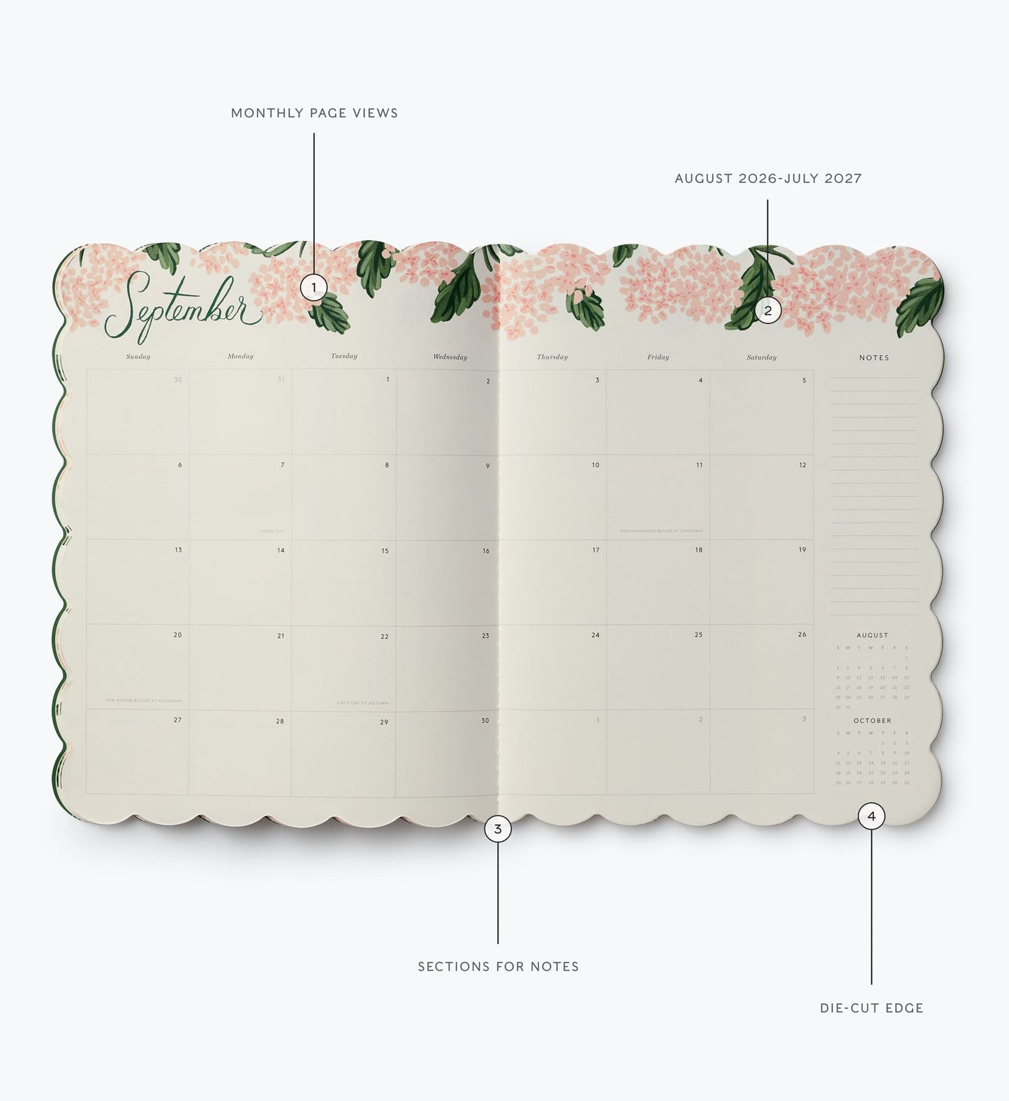 2027 Pink Hydrangea 12-Month Academic Appointment Notebook