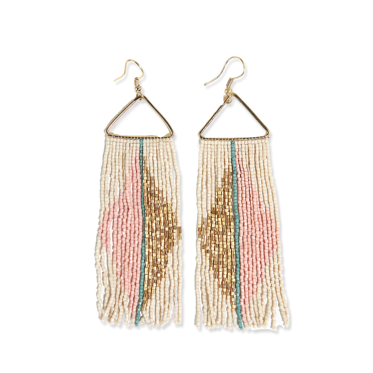 Erica Split Diamond Beaded Fringe Earrings