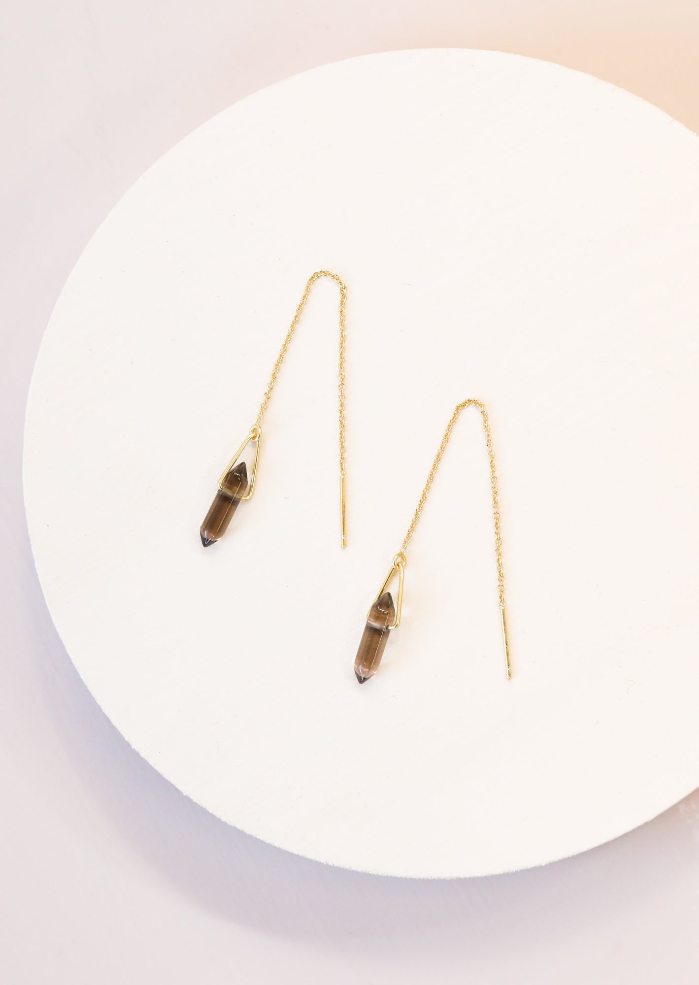 Threader Smoky Quartz Earrings