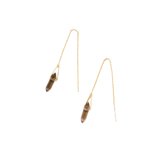 Threader Smoky Quartz Earrings