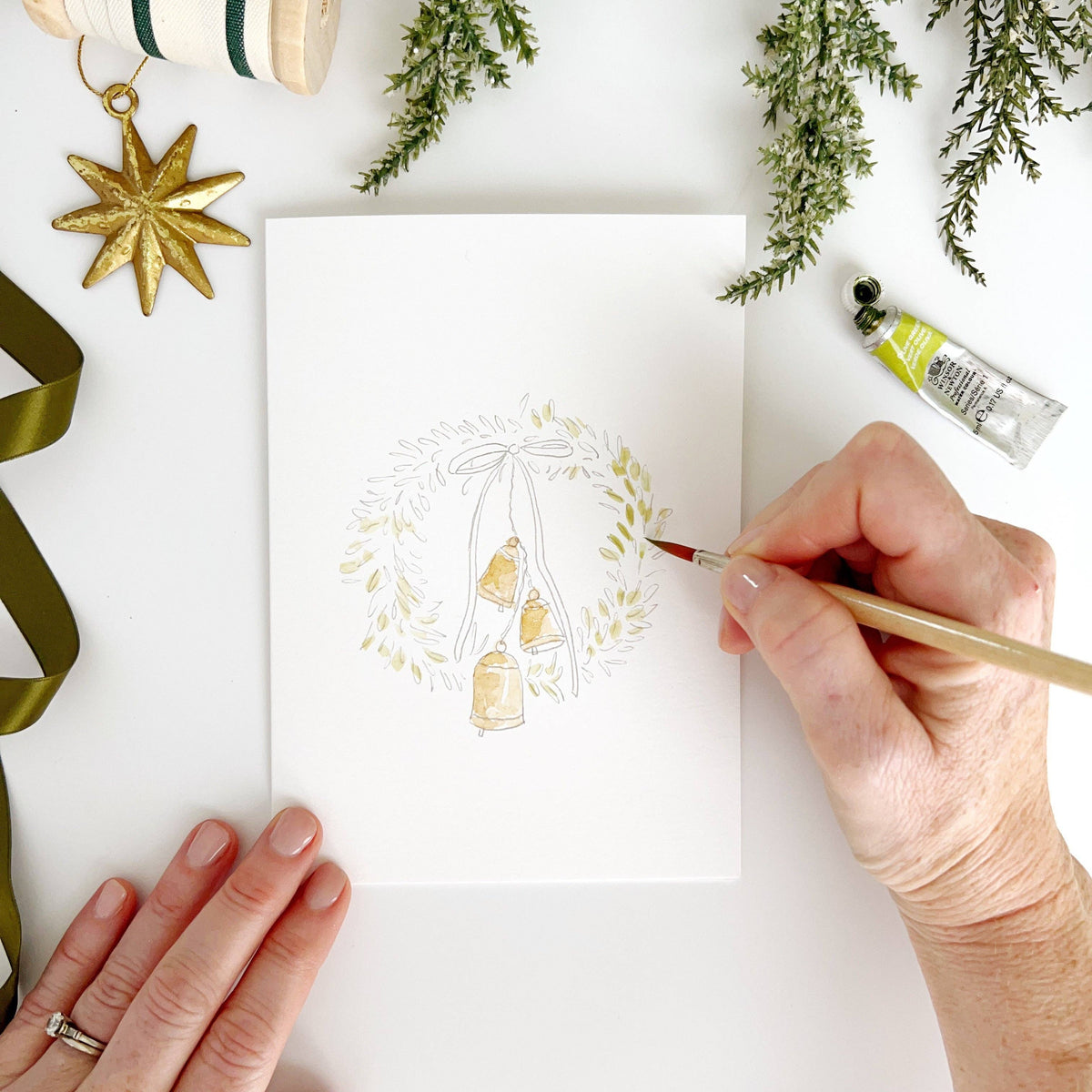 Christmas Wreaths Paintable Notecards - emily lex studio