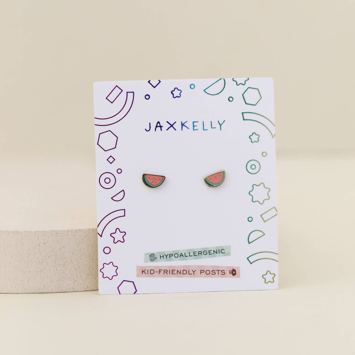 Watermelon Enamel Flat Back Kids Earrings - JaxKelly