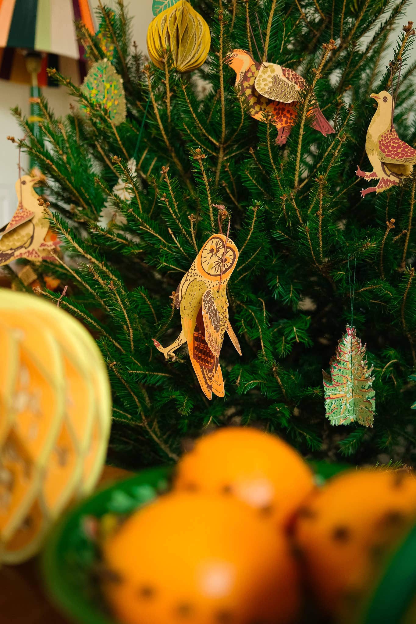 Winter Birds Paper Ornaments - Screen Printed by Hand