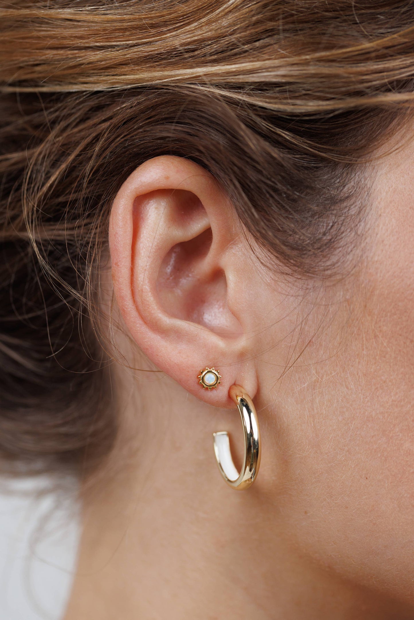 White Enamel Interior Gold Hoop Earrings - JaxKelly
