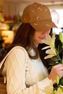 Ditsy Dahlia Embroidered Baseball Cap - Rifle Paper Co.