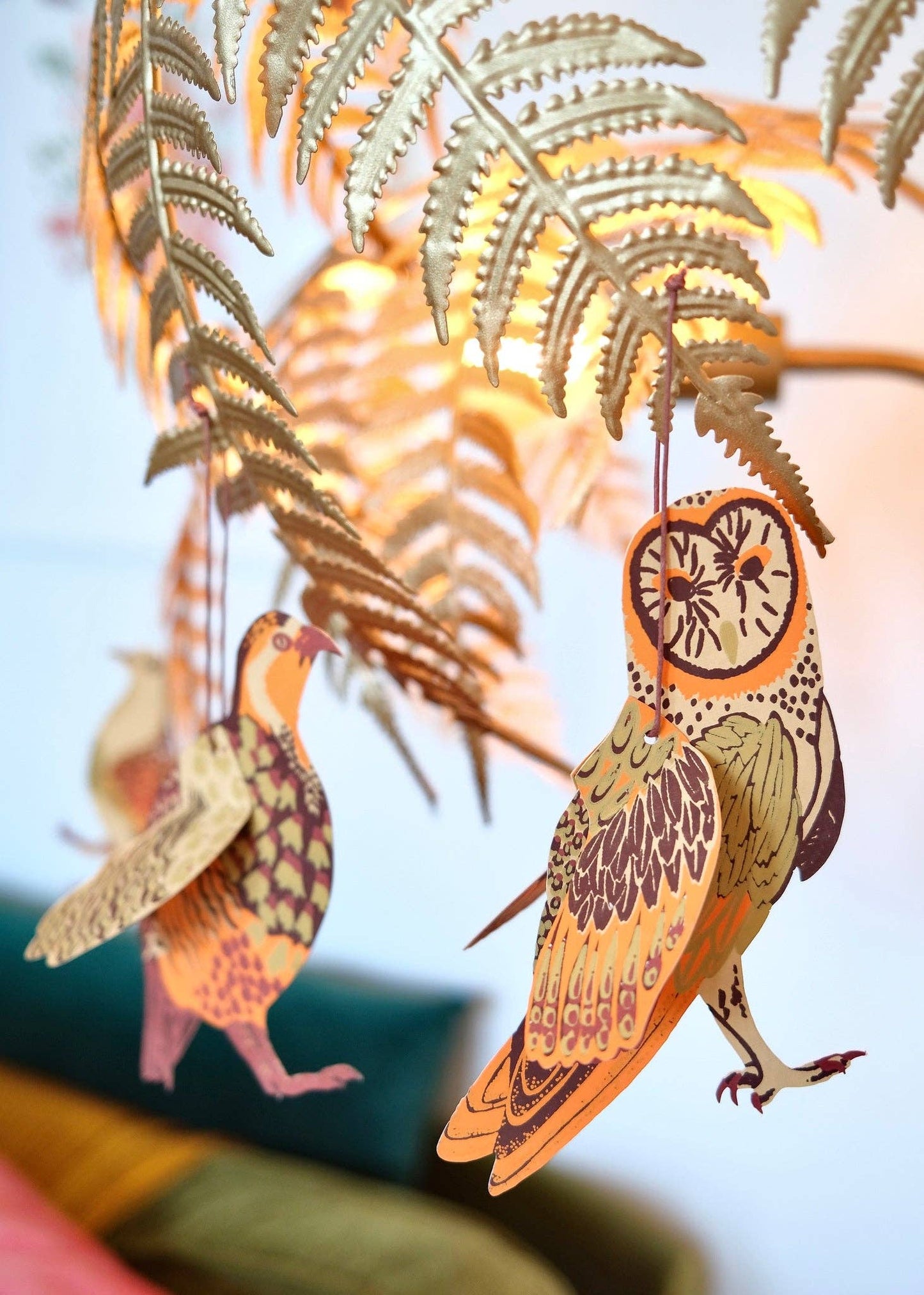 Winter Birds Paper Ornaments - Screen Printed by Hand