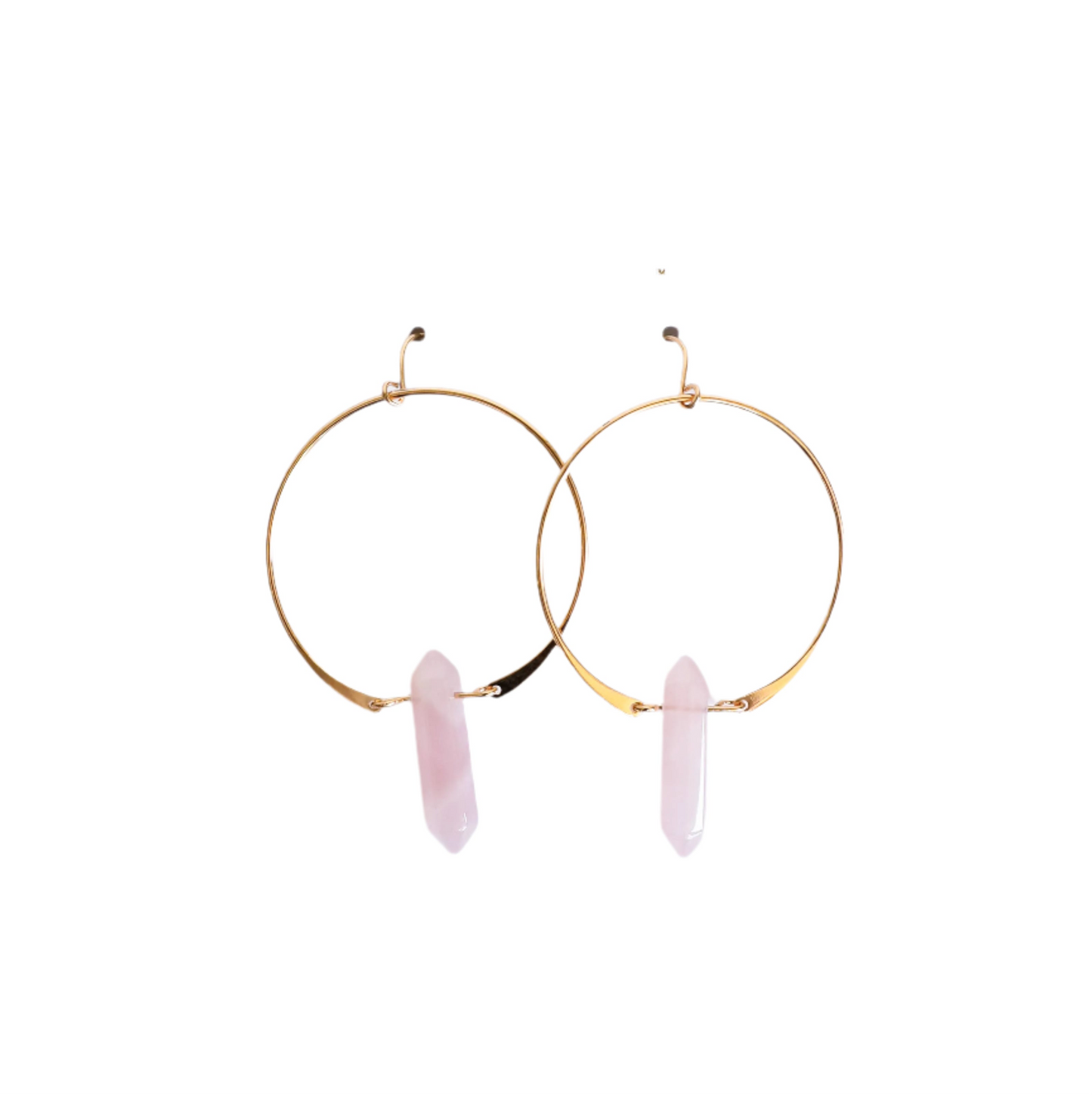 Rose Quartz Golden Hoop Earrings