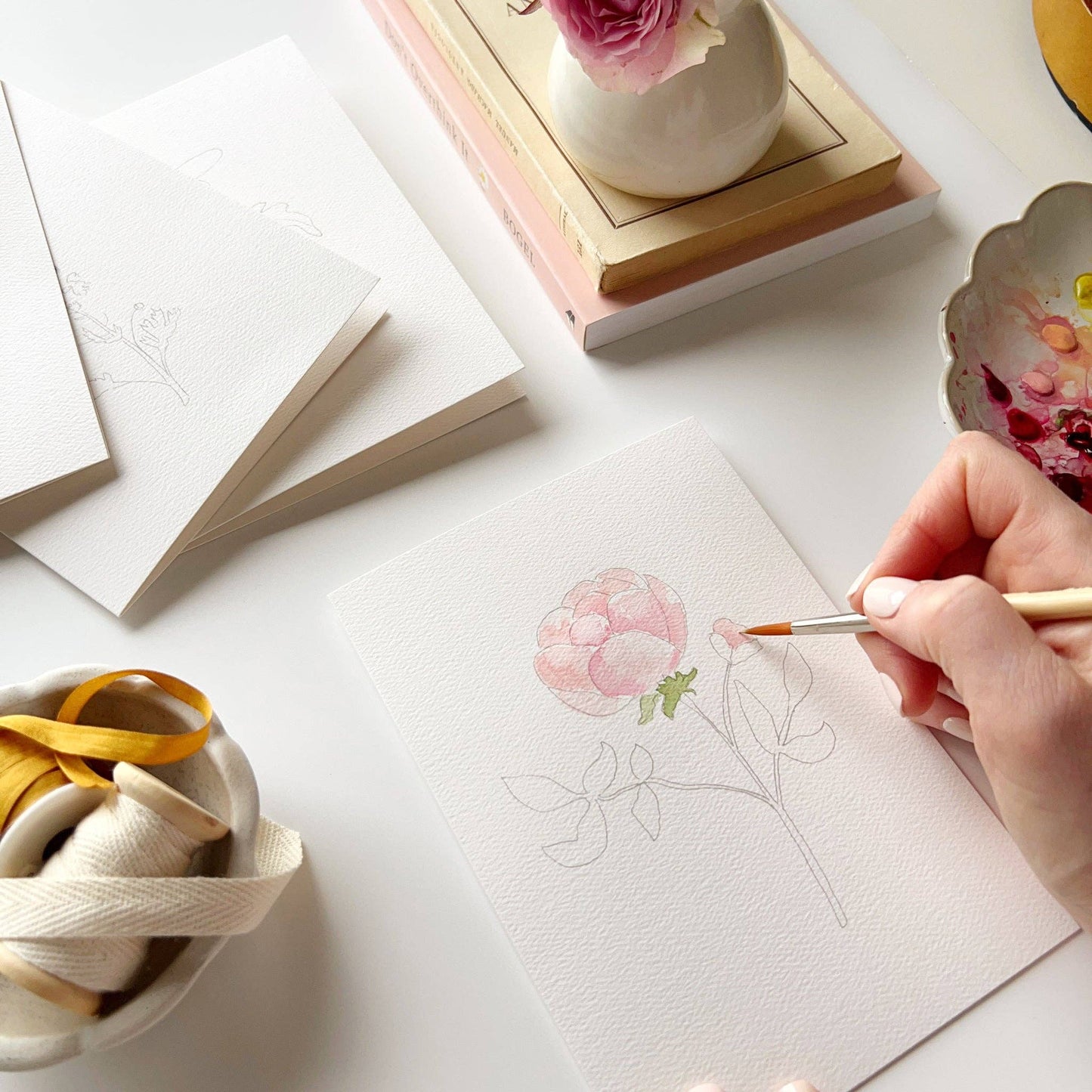 Garden Flowers Paintable Notecards - emily lex studio