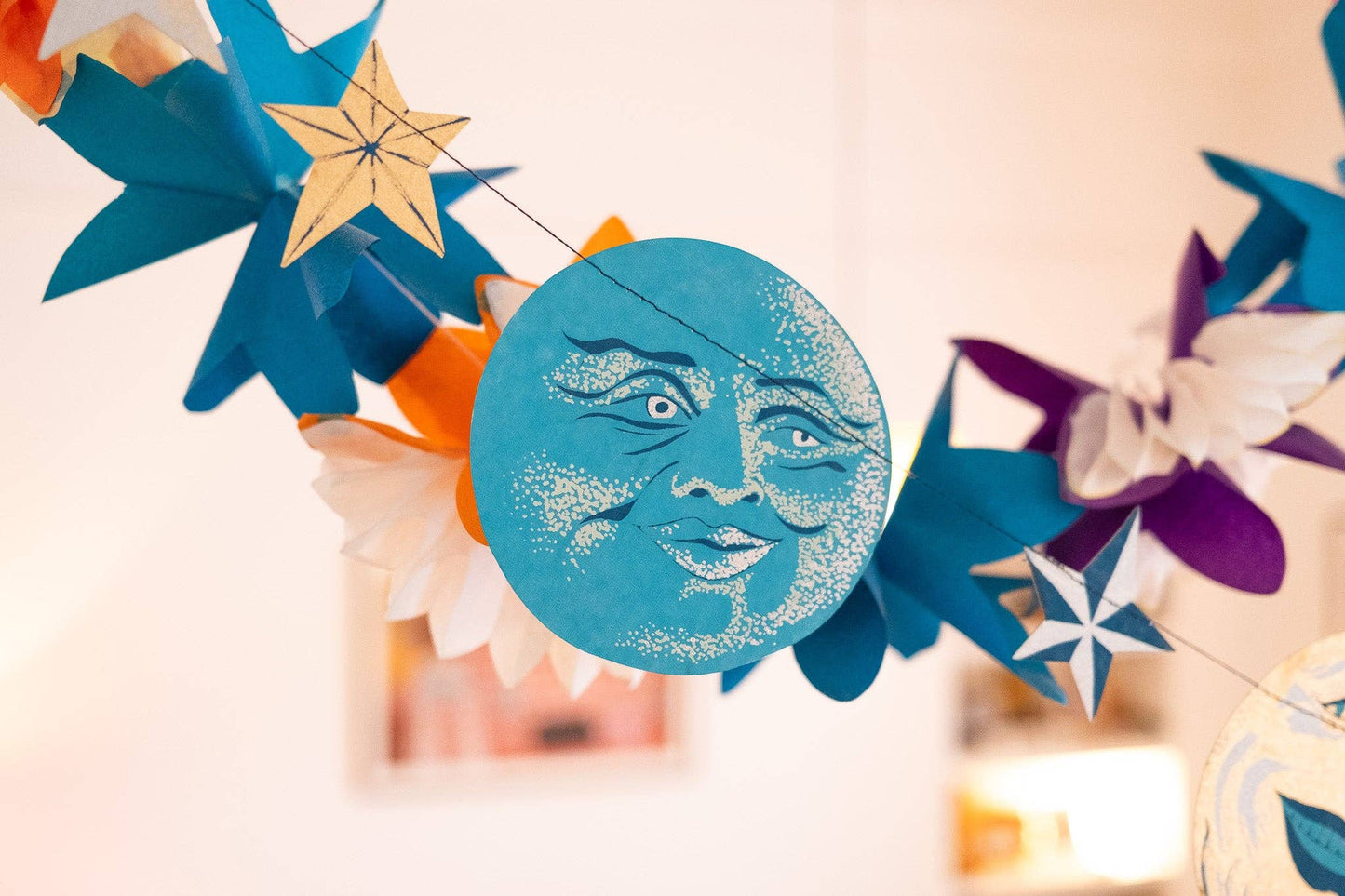 Man on the Moon Sewn Garland - Screen Printed by