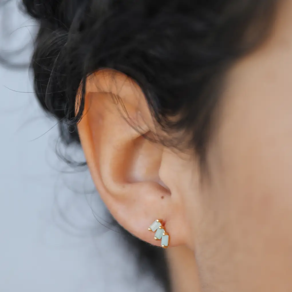 Offset Trio Earrings - Amazonite - JaxKelly