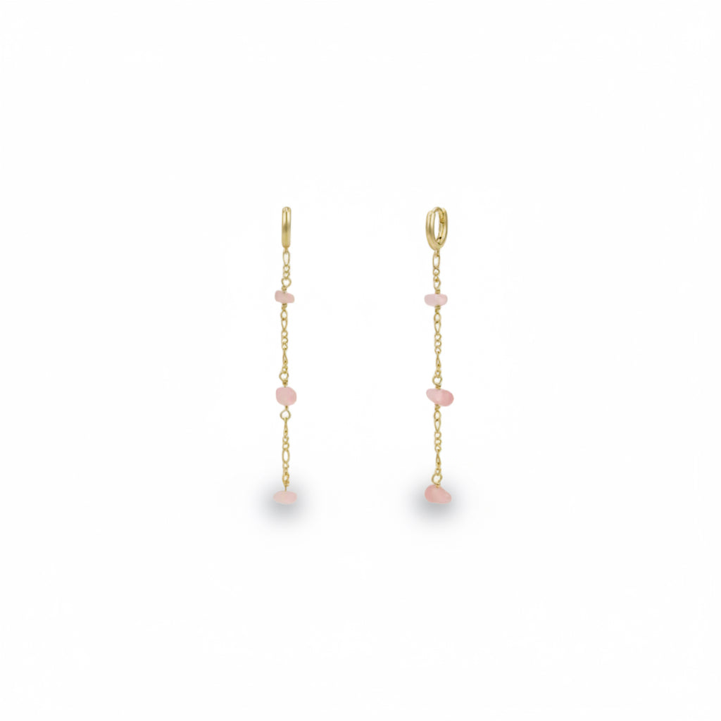 Rose Quartz Chain Drop Earrings - JaxKelly