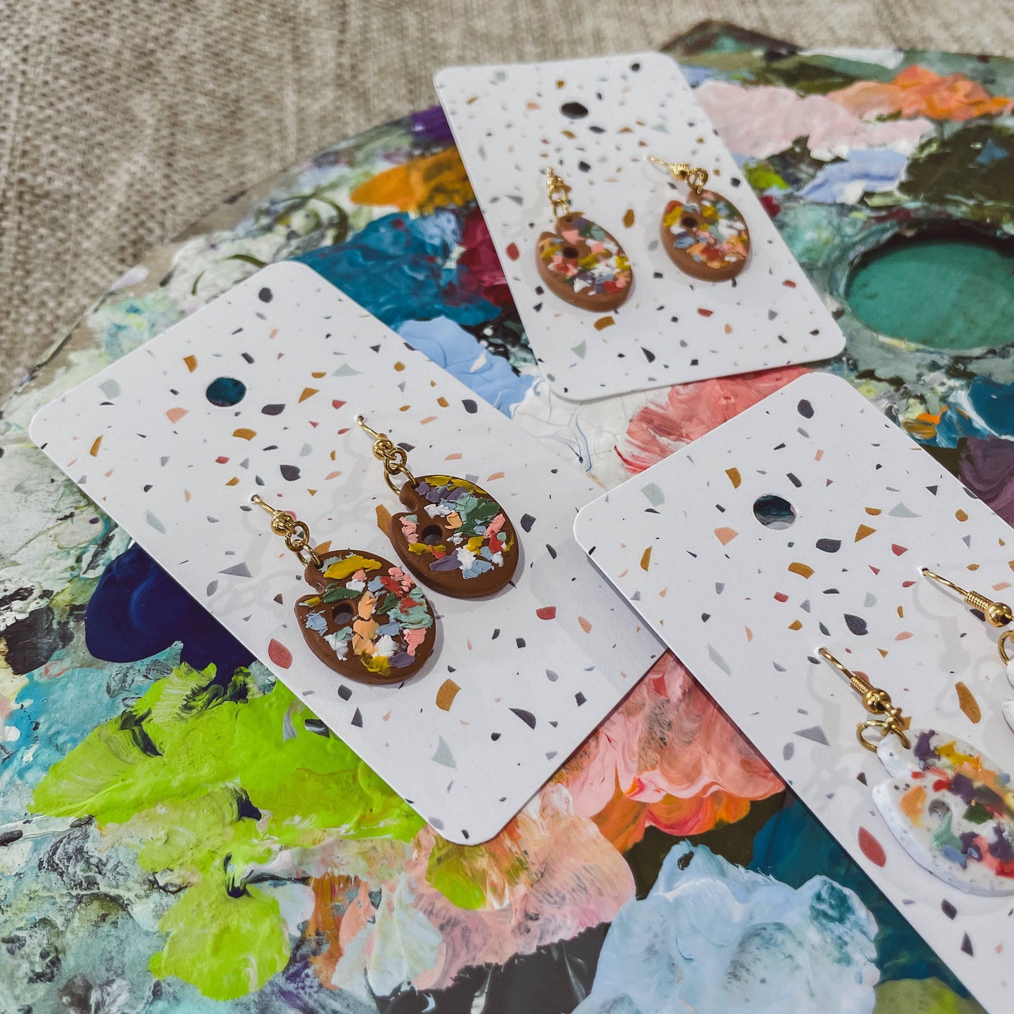 Artist Messy Paint Palette Polymer Clay Earrings