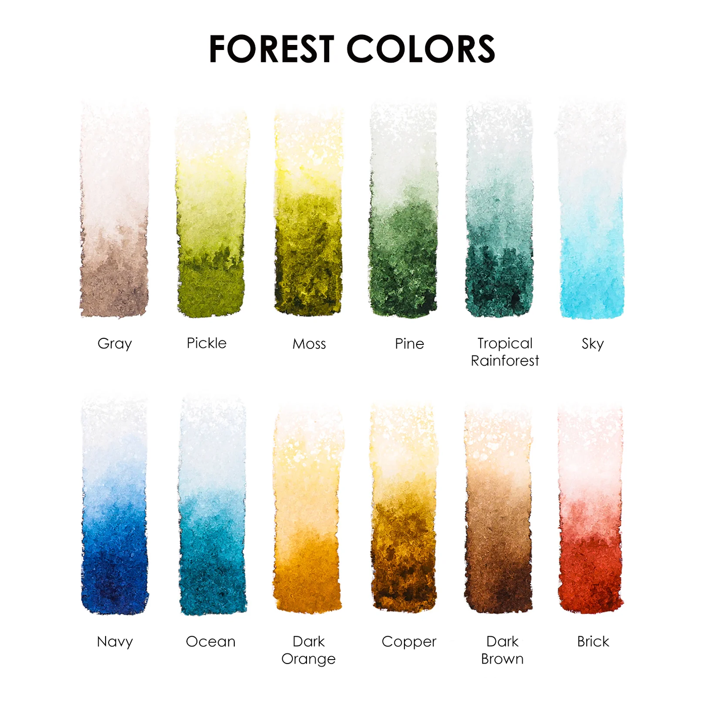 Watercolor Pocket Set Of 12 With Brush - Forest Color - Grabie