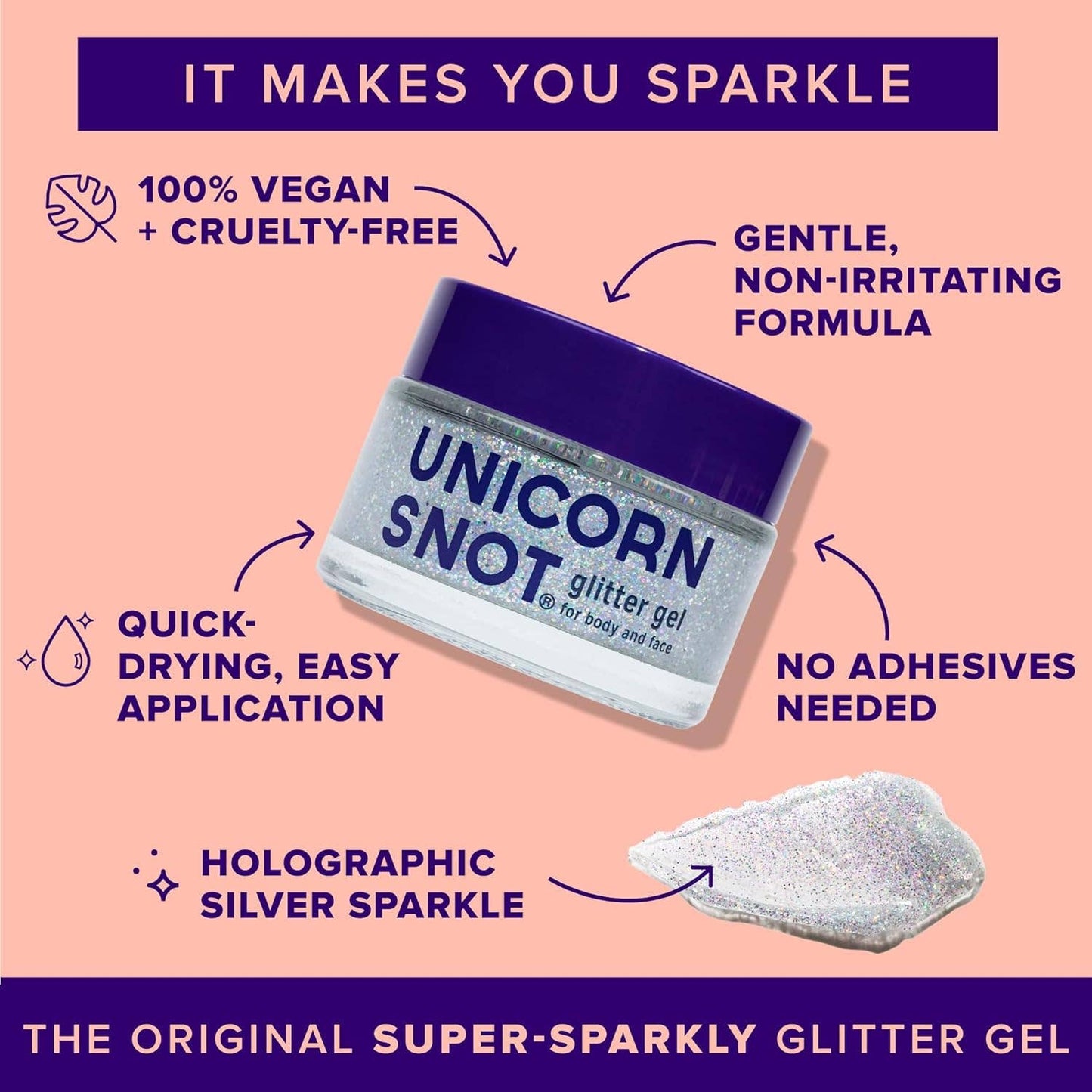 Original Glitter Gel | Disco-Silver | Body Glitter | Shimmer - Unicorn Snot