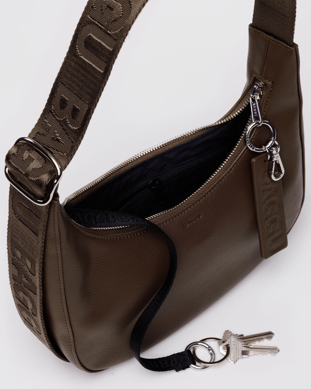 Small Recycled Leather Crescent Bag - Baggu
