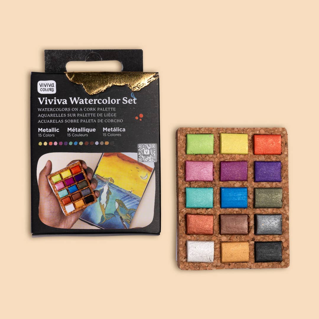 Watercolor Pans - Metallic 15 Colors (Pack of 5) Nano Pallet