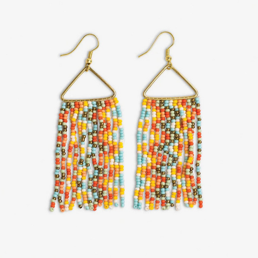 Whitney Wavy Beaded Fringe Earrings - Amalfi