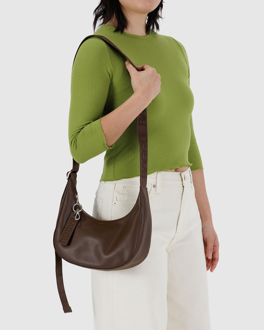 Small Recycled Leather Crescent Bag - Baggu