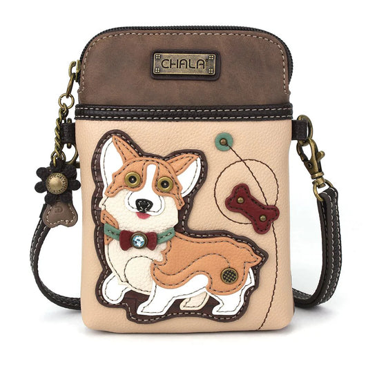 Corgi Leather Cellphone Crossbody Bag