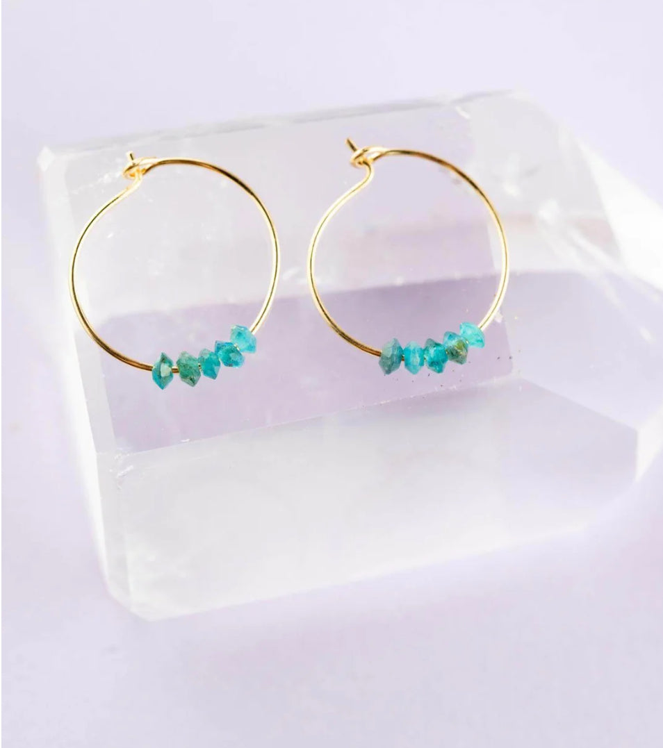 Apatite Gold Hoop Earrings: Anything is Possible