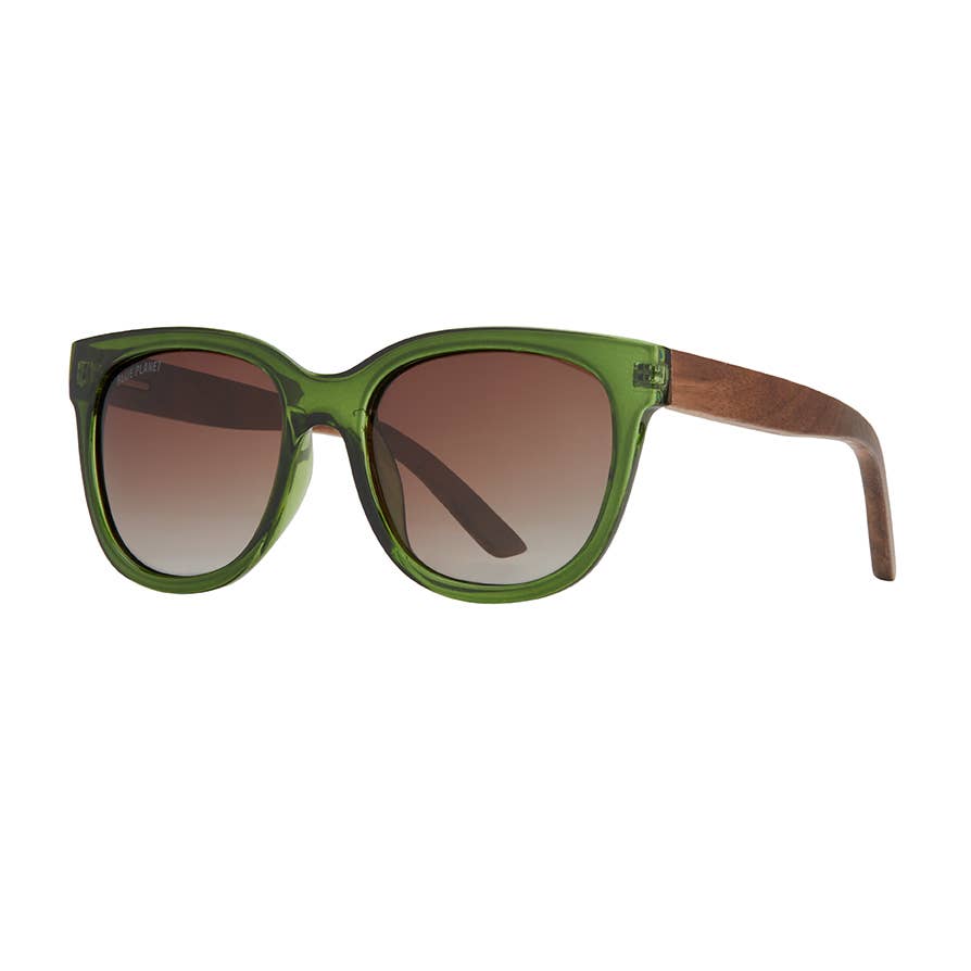 Nara - Crystal Green / Walnut Wood / Gradient Brow - Blue Planet Eco-Eyewar