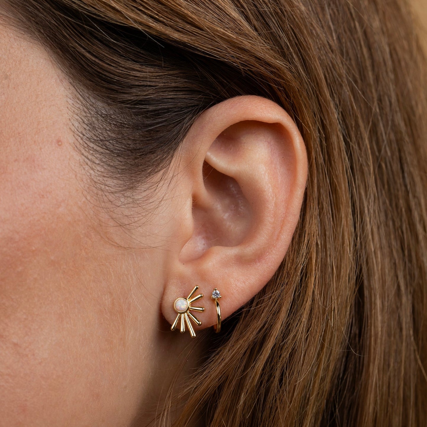 Sun Ray Earrings - White Opal - JaxKelly