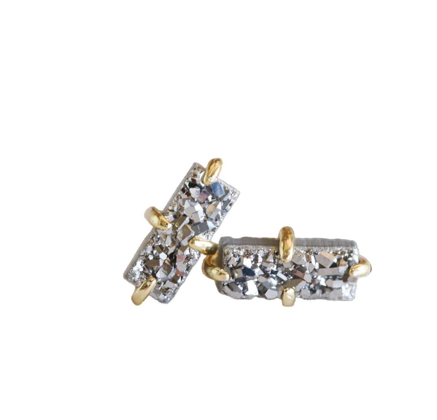 Druzy Bar Earrings - Silver - JaxKelly