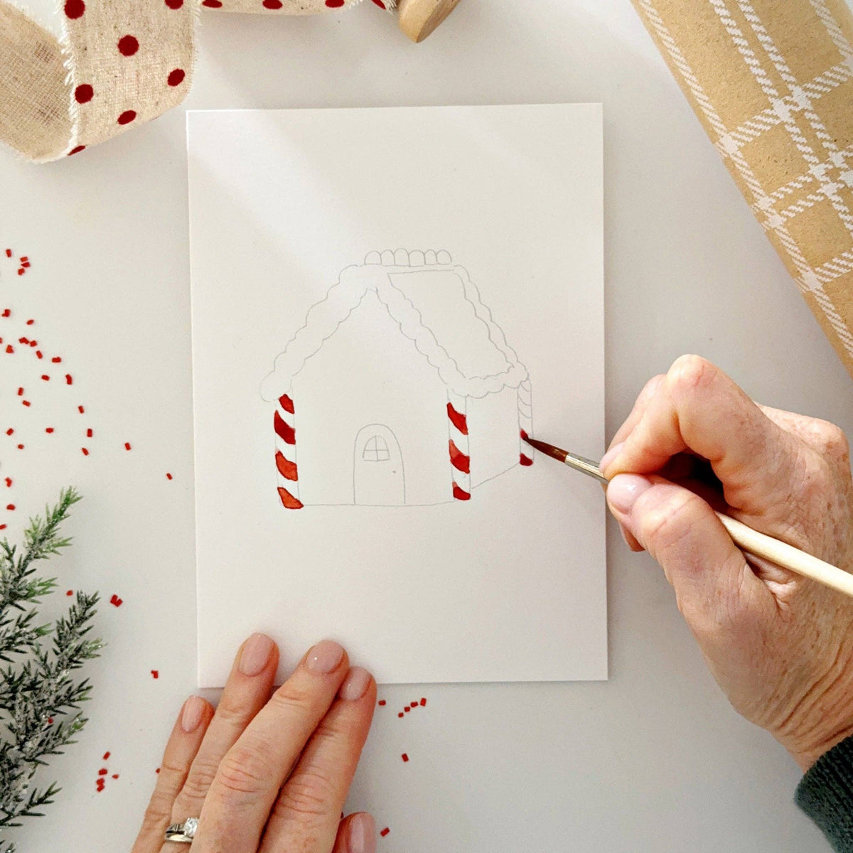 Gingerbread Paintable Notecards - emily lex studio