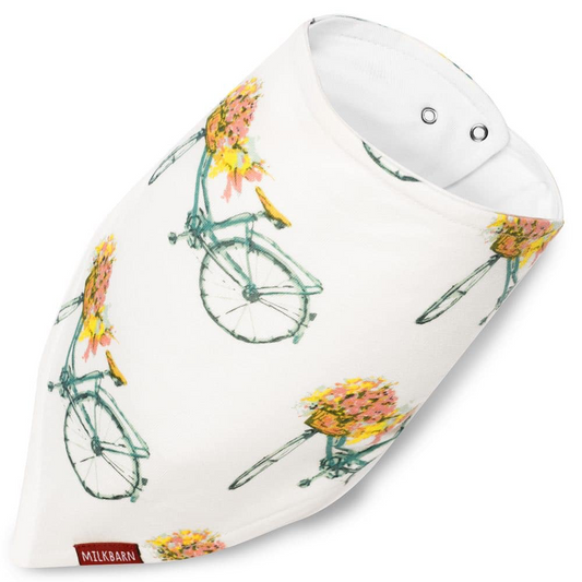 Floral Bicycle Bamboo Kerchief Baby Bib