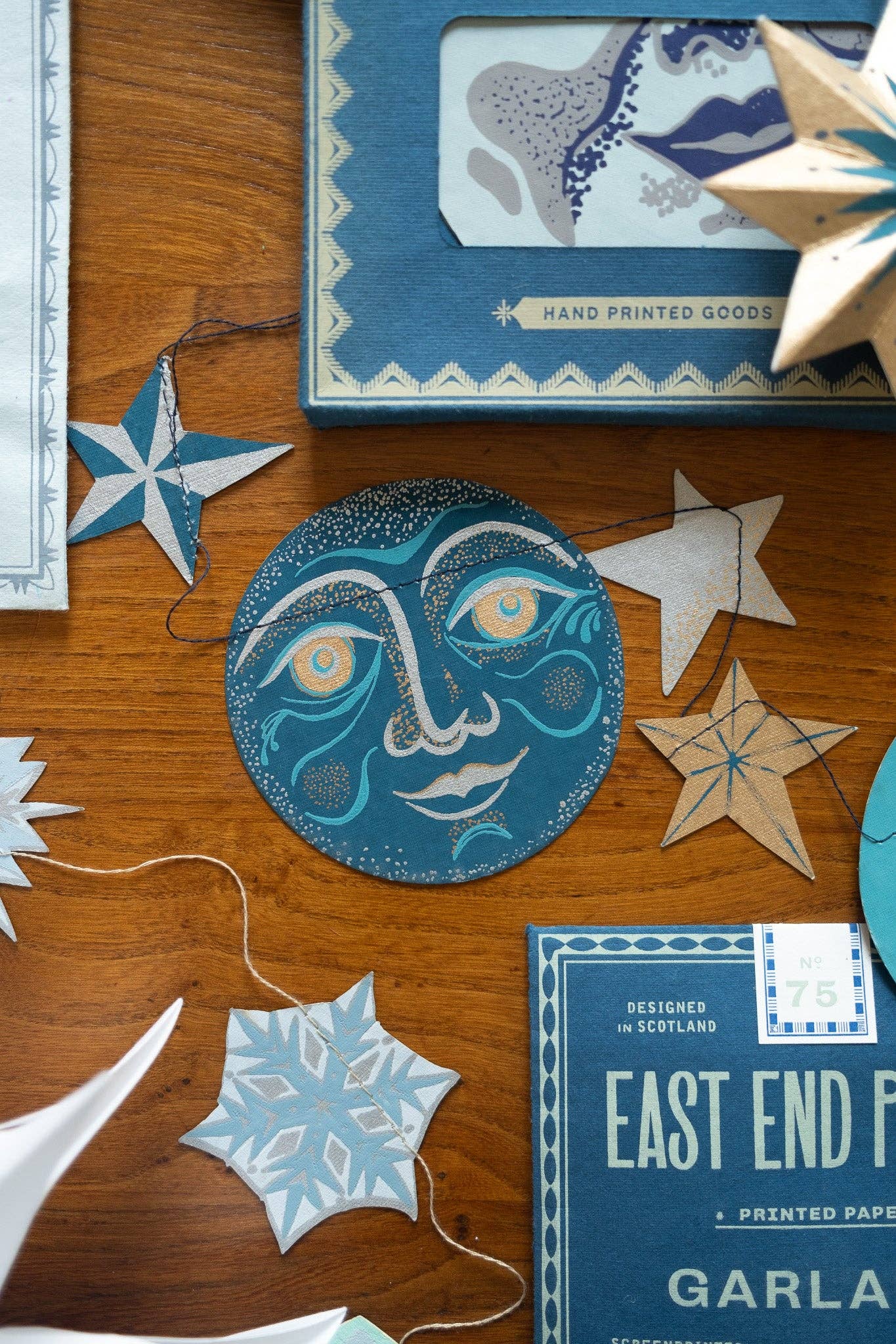 Man on the Moon Sewn Garland - Screen Printed by