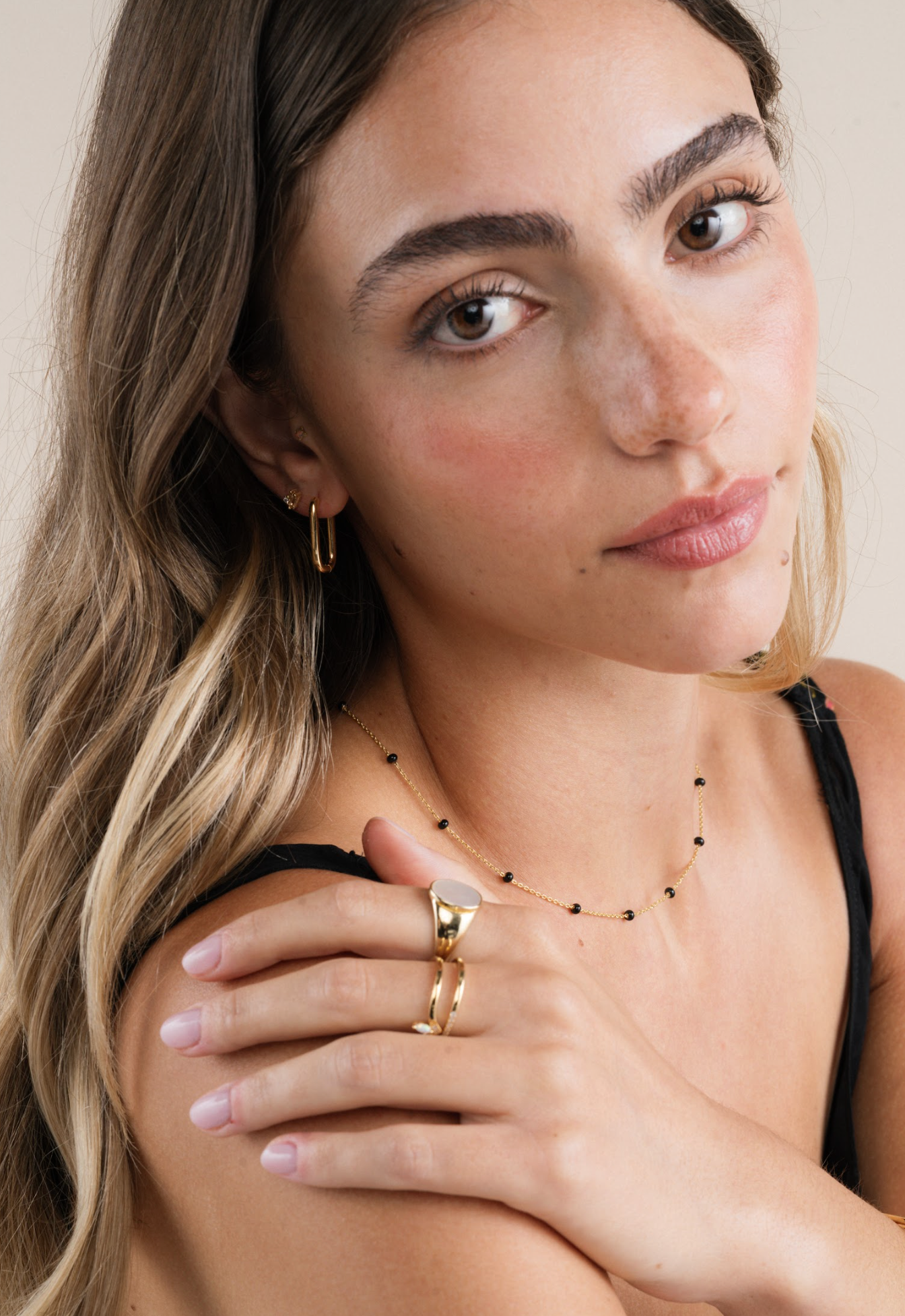 Baguette Cluster - Champagne CZ - Gold Earrings